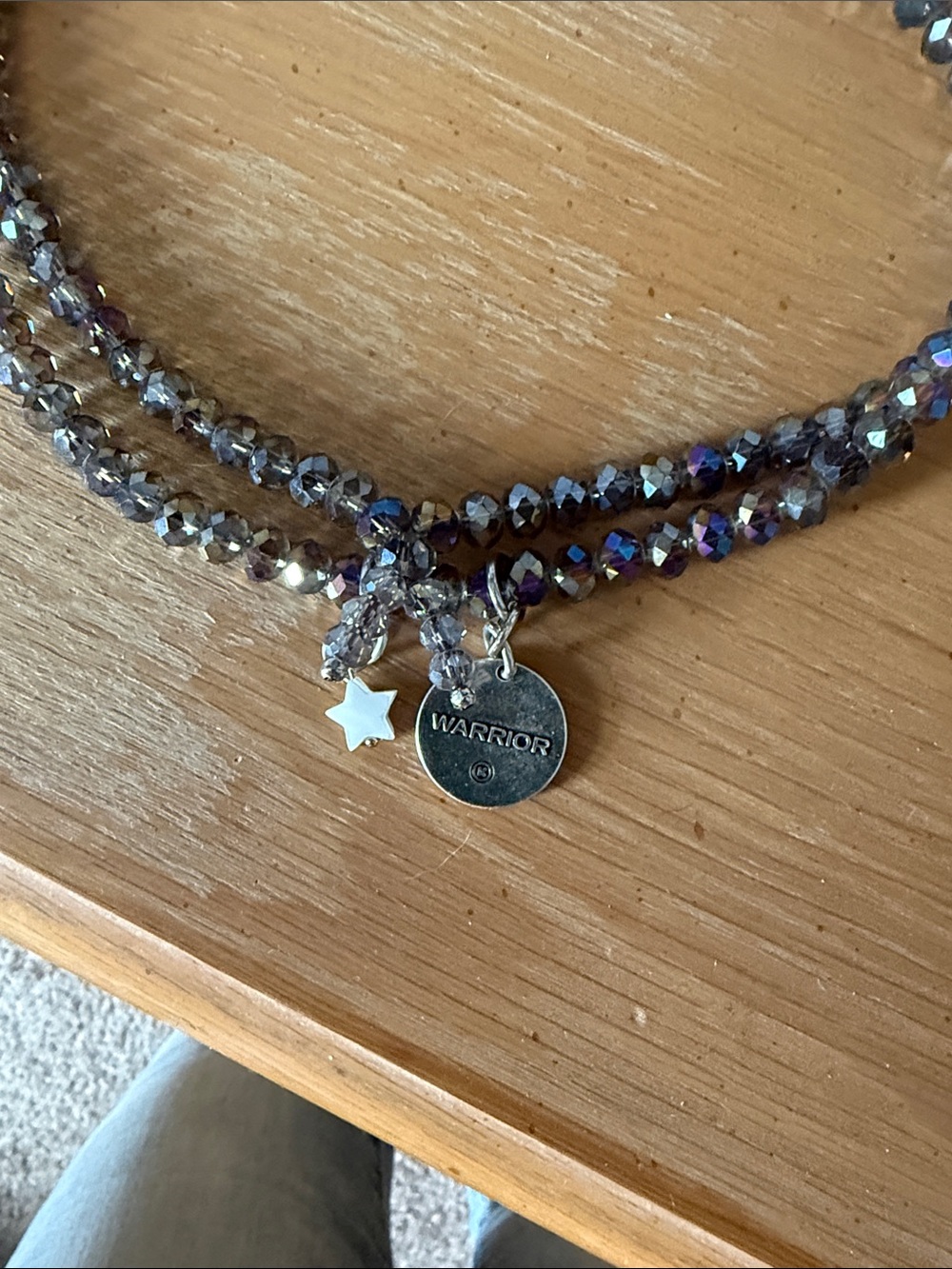 Multi-Strand Iridescent Beaded Women’s Bracelet with Celtic Charm - Picture 3 of 4
